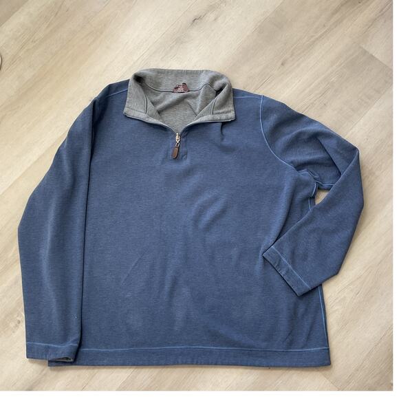 Johnston & Murphy Reversible Blue/Gray 1/4 Zip Preppy Mens XXL Pullover - Picture 1 of 9